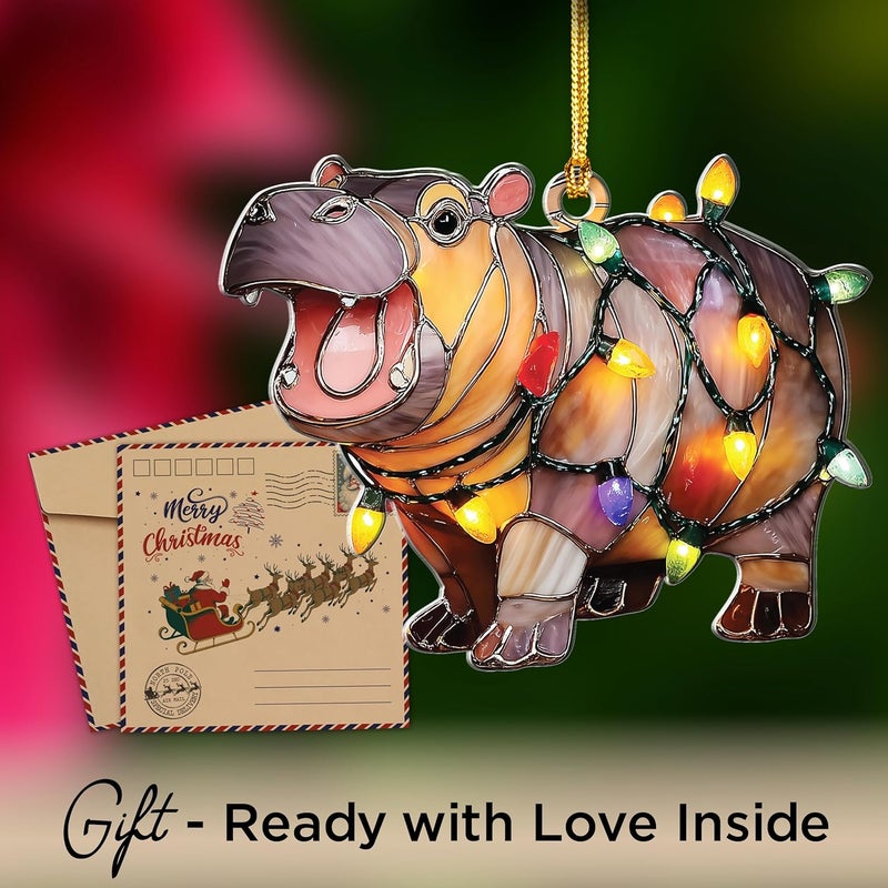 Hangwoous Hippo Christmas Ornament 2025, I Want A Hippopotamus for Christmas Ornament, 2025 Ornaments for Decoration, Animal Ornaments, Hippopotamus Gifts, Holiday Decor, Stocking Stuffer, White Elephant Gift - Image 3